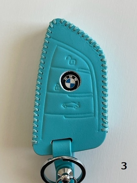 牛革ぴったりフィット BMW Xタイプ スマートキーケース ミントグリーン色 3