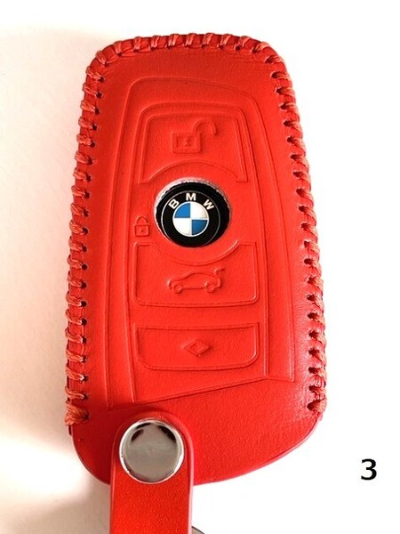 牛革 ジャストフィット BMW スマートキーケース Fシリーズ オレンジ色 3