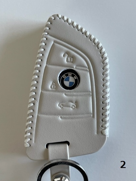牛革ぴったりフィット BMW Xタイプ スマートキーケース アイボリー色 2