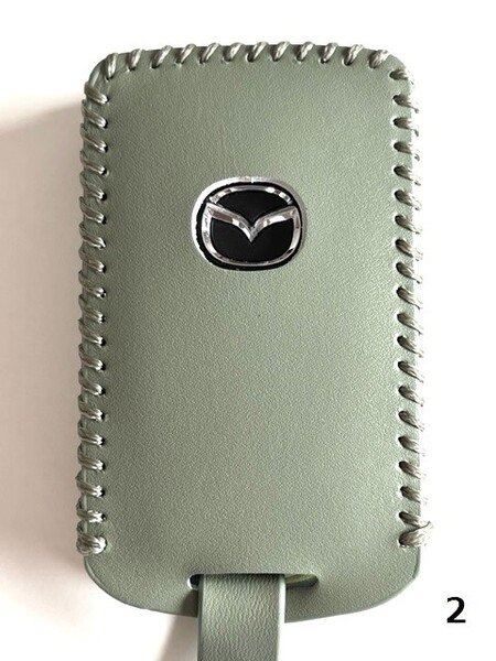 牛革ジャストフィット 新型マツダ3 スマートキーケース モスグリーン色 2