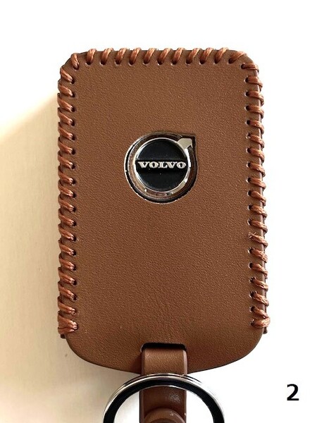 牛革ぴったりフィット 新型 ボルボ スマートキーケース ブラウン色 2