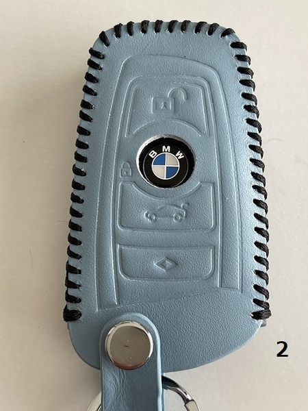 牛革 ジャストフィット BMW スマートキーケース Fシリーズ パステルブルー2