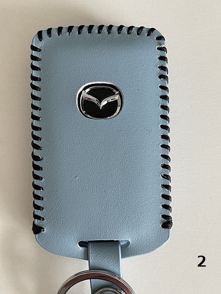 牛革ジャストフィット 新型マツダ3 スマートキーケース パステルブルー色 2