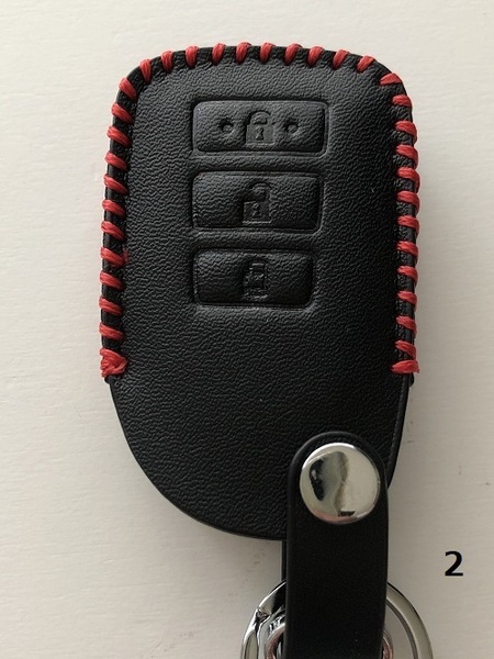 牛革 ジャストフィット ポルテ スマートキーケース 3B 黒色縫い糸赤 2