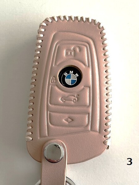 牛革 ジャストフィット BMW スマートキーケース Fシリーズ Pベージュ色 3