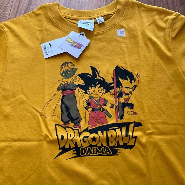 ドラゴンボール DAIMA 半袖Tシャツ 150サイズ 男の子 子供 キッズ オレンジ 孫悟空 ピッコロ ベジータ アニメ キャラクター GU ジーユー