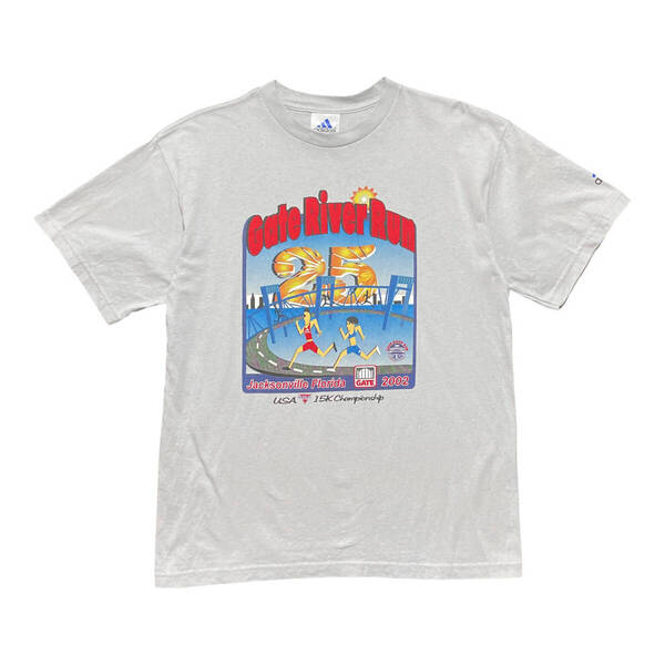 USA 古着 アディダス adidas Tシャツ ゲートリバーラン プリント グレー メンズM クルーネック BA3826