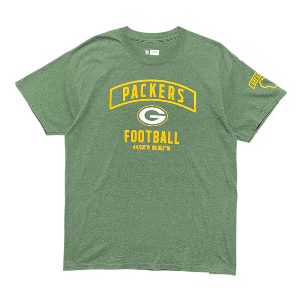 USA 古着 NFL グリーンベイパッカーズ Tシャツ ロゴ プリント グリーン メンズL クルーネック BA3830
