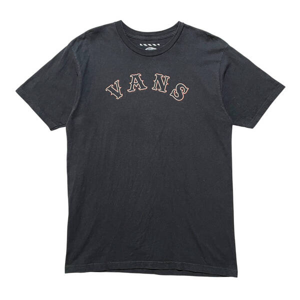 USA 古着 VANS OFF THE WALL バンズ Tシャツ ロゴ プリント メンズL ブラック クルーネック BA3965