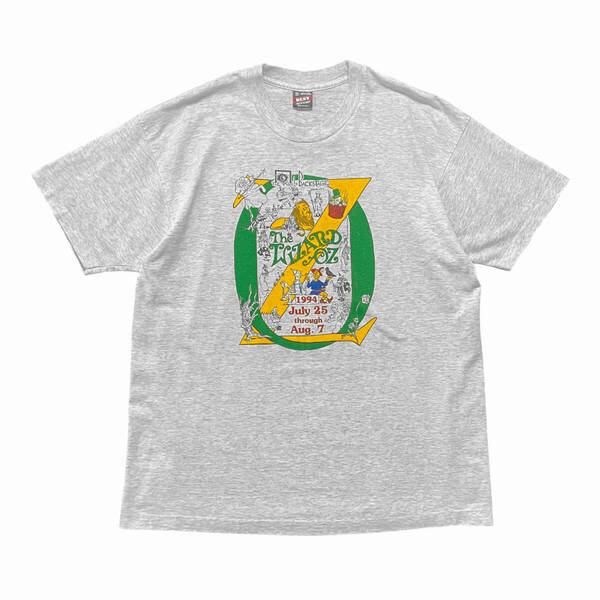 古着 USA製 90S ミュージカル オズの魔法使い Tシャツ ヴィンテージ プリント メンズXL グレー シングルステッチ BA3970