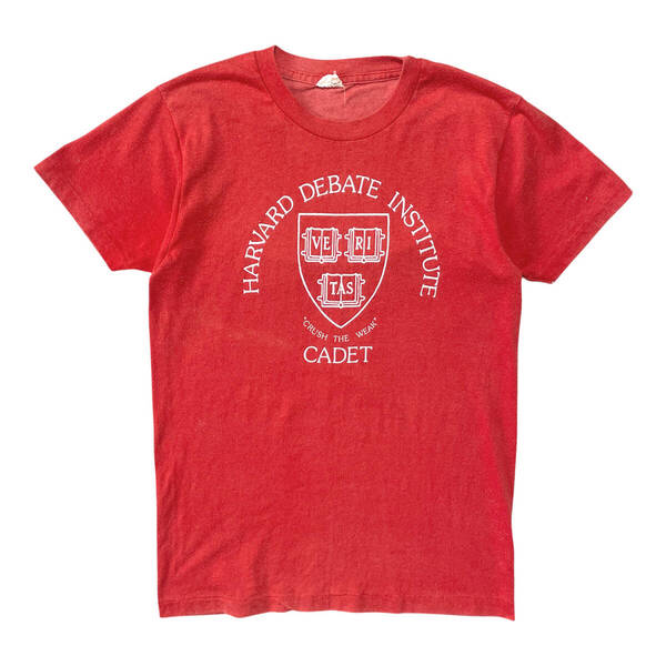 古着 USA製 80S ハーバード大学 カレッジ Tシャツ ヴィンテージ プリント レッド メンズM クルーネック シングルステッチ BA3869