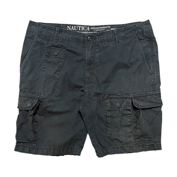 USA 古着 NAUTICA ノーティカ コットン カーゴショーツ ハーフパンツ W36 ブラック 黒色 半ズボン CE0300