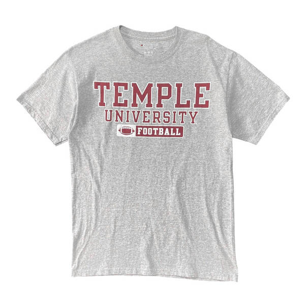 USA 古着 Champion チャンピオン テンプル大学 カレッジ Tシャツ プリント グレー メンズM クルーネック フットボール BA3901