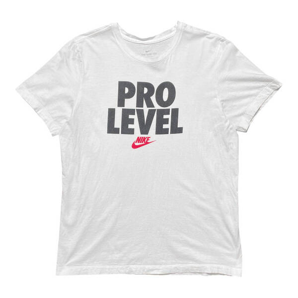 USA 古着 NIKE ナイキ ロゴ Tシャツ プリント スウッシュ ホワイト メンズL クルーネック BA4082