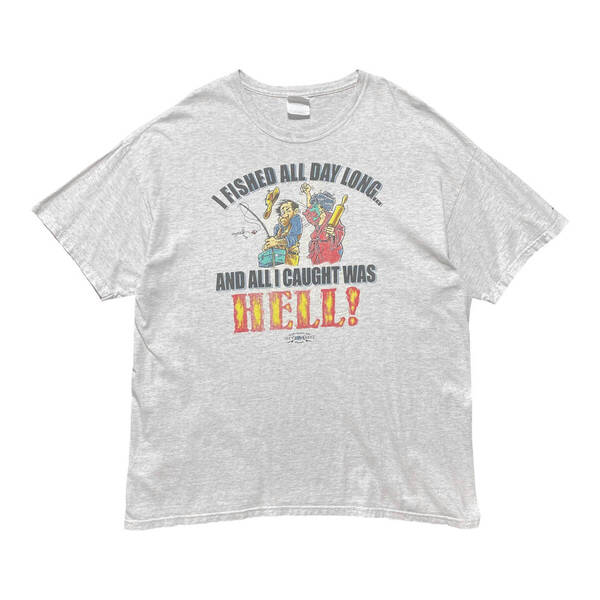 USA 古着 90S ファニー Tシャツ ヴィンテージ プリント グレー メンズXL クルーネック BA4087