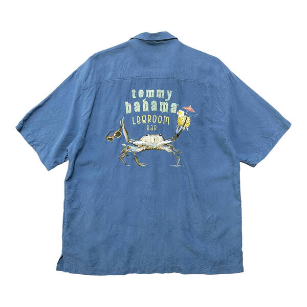 USA 古着 Tommy Bahama トミーバハマ シルク ジャガード キャンプシャツ アロハシャツ ハワイアンシャツ カニ 刺繍 メンズL BF3360