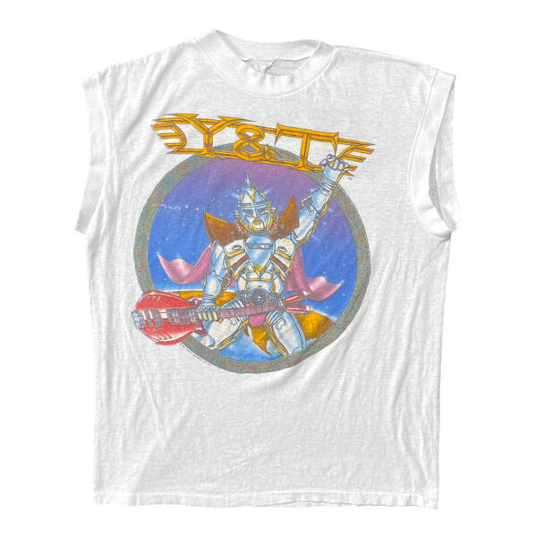 古着 80S Y&T In Rock We Trust バンド Tシャツ ノースリーブ ヴィンテージ ジャケット プリント ホワイト ロックT BA3912