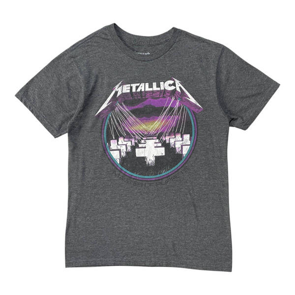 USA 古着 METALLICA メタリカ バンド Tシャツ ロックT プリント チャコールグレー メンズM クルーネック BA3915