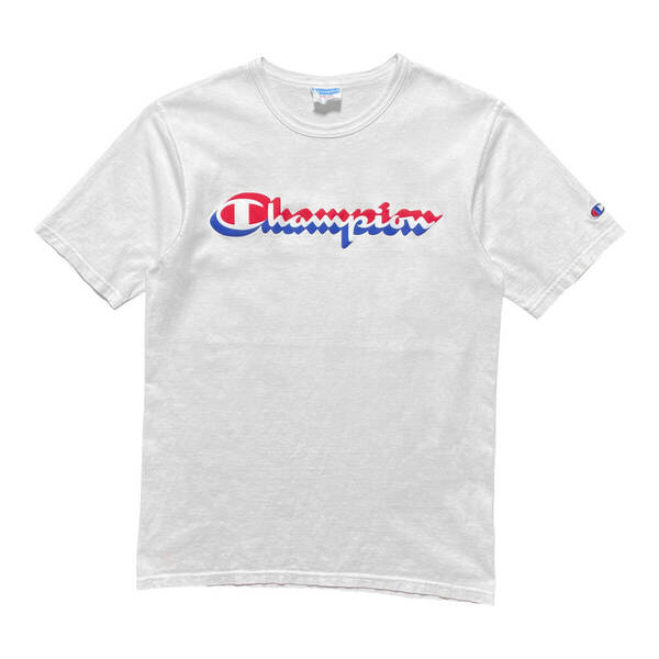 USA 古着 Champion チャンピオン Tシャツ ロゴ プリント ホワイト 白 クルーネック メンズM BA4008