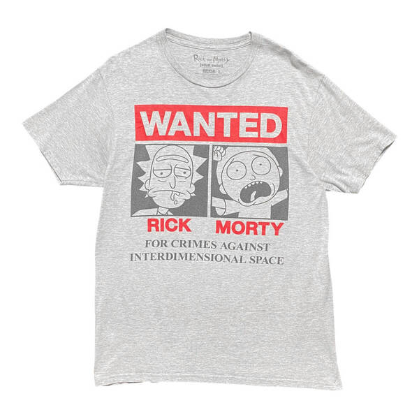 USA 古着 Rick and Morty リックアンドモーティー Tシャツ アニメ プリント グレー メンズL クルーネック BA4058