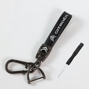 シトロエン ロゴアップグレードキーホルダー 高級牛革製 レザー キーリング