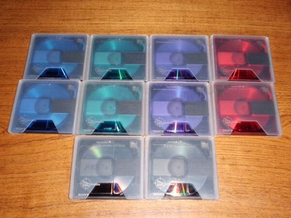 (S15) MD ミニディスク 中古 初期化済 SONY Color Collection 74 5色 2枚ずつ 10枚セット 同一デザイン