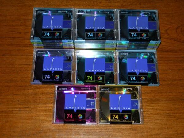 (18) MD ミニディスク 未開封・未使用 DENON LAPISIA 74 5枚組 3個 + バラ 5色 5枚 計20枚セット 同一デザイン