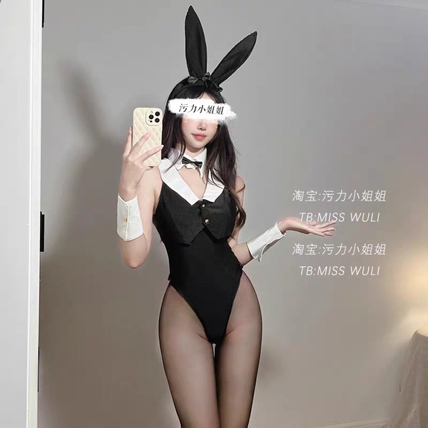 ☆送料込み☆JG-7 ブラック コスプレ セクシー バニーガール クロッチオープン ナイトクラブ 衣装 ボディスーツ