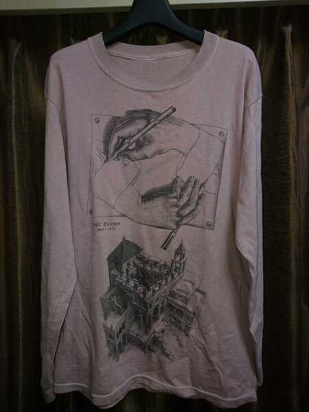 00's コピーライト入り M.C.エッシャー だまし絵Tシャツ ロンT カットソー