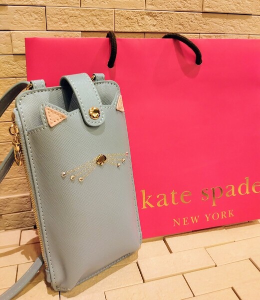 匿名配送込み 美品 kate spade new york kids キャットミニショルダー スマホショルダー バッグ 猫