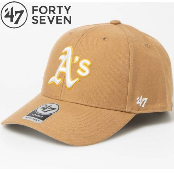 47BRAND キャップ 帽子 フォーティーセブン ブランド アスレチックス キャメル MLB オールシーズン ユニセックス 47BRAND MVP 新品