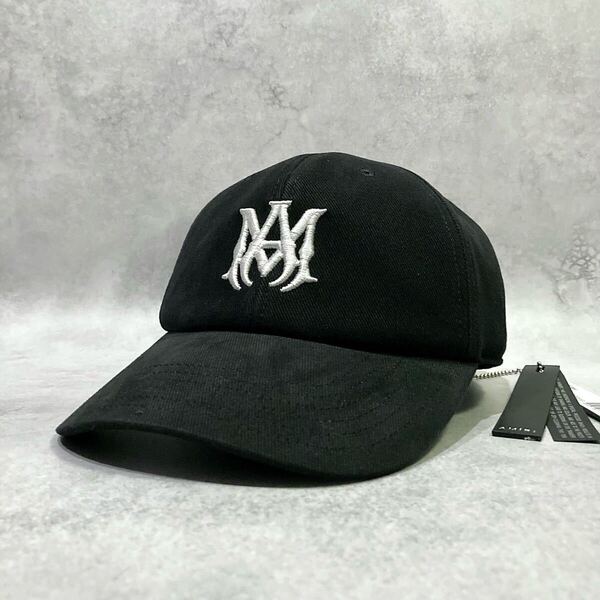新品正規品 定価7.7万円 AMIRI 25SS MA CANVAS HAT / BLK アミリ MAロゴ キャンバス キャップ イタリア製 ブラック 刺繍ロゴ 帽子 平野紫耀