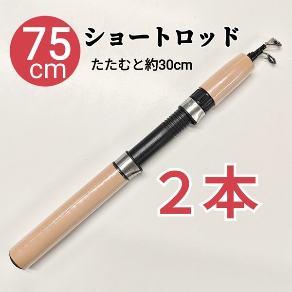 2本セット、75cmショートロッド コンパクトロッド 根魚 穴釣り