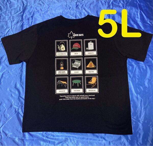 ロゴスデイズ ロゴス ブラック アウトドア 半袖Tシャツ メンズ大きいサイズ 5L