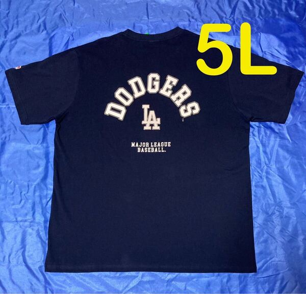 MLB ドジャース ネイビー色 前後ロゴ 半袖Tシャツ メンズ大きいサイズ 5L