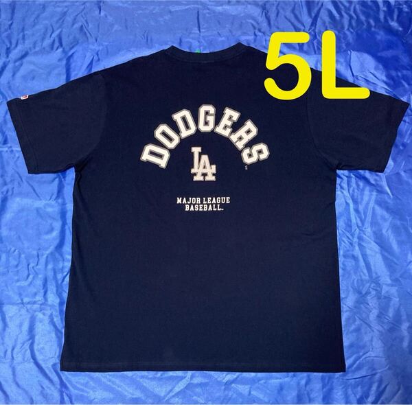 MLB ドジャース ネイビー色 前後ロゴ 半袖Tシャツ メンズ大きいサイズ 5L