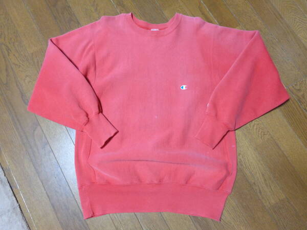 超フェード/XL/ビンテージ90s/チャンピオンロゴ/刺繍タグ/チャンピオンChampion/リバースウィーブ/トレーナー/スウェット/パーカー/レッド