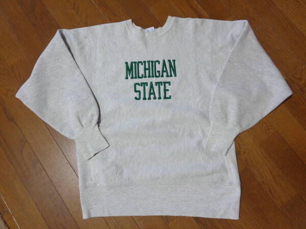 L/ビンテージ90s/ミシガン大学/トリコ刺繍タグ/チャンピオンChampion/リバースウィーブ/トレーナー/スウェット/パーカー/グレー