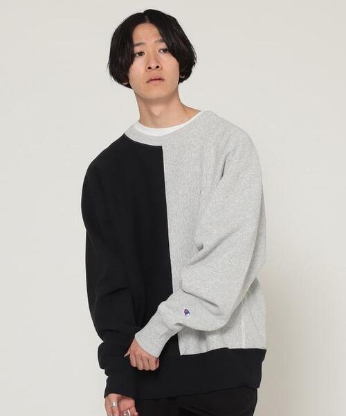 Mサイズ/チャンピオン×BEAMS/ビームス/別注コラボ/リバースウィーブ/ビックシルエット/スウェット/トレーナー/パーカー/グレー×ブラック