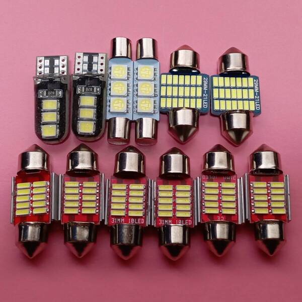 CV系 デリカD:5 ローデスト前期 超爆光! T10 LED ルームランプ 12個セット ホワイト 三菱 /t31/c3/f3/t28