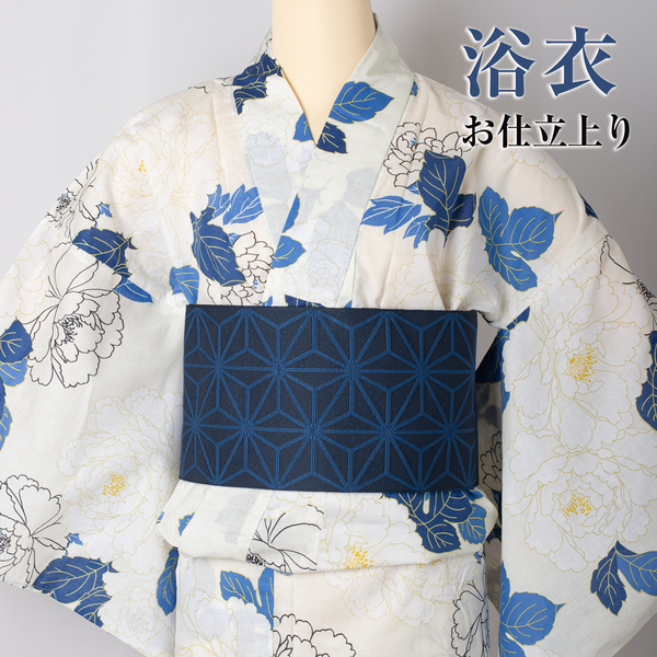 【仕立て上がり浴衣】送料無料!NO.631 新品【コーマ地 牡丹 アイボリー】Face Girl(ゆかた 浴衣 仕立て済 プレタ)