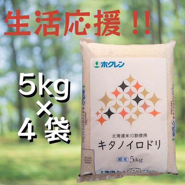 北海道産 キタノイロドリ ブレンド米 精米 白米 5kg×4袋 計20kg 6月上旬精米