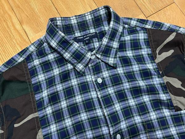 2020年春夏 迷彩ドッキング 半袖シャツ コムデギャルソン オム shirt homme plus homme 田中オム ジュンヤ ヴィンテージ アーカイブ