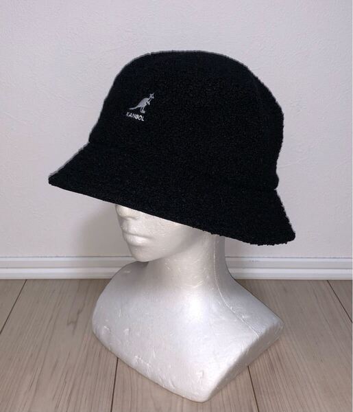 美品 KANGOL SMU Sheep Fur Bucket K4403SM L カンゴール シープファー バケットハット ブラック 黒 メトロハット ベルハット 男女兼用 L