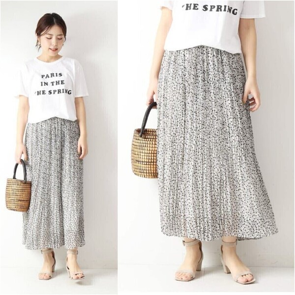 春夏物★美品★Spick&Span フラワープリーツマキシスカート 定価16,500円 春 夏 スピック&スパン オフィス 通勤
