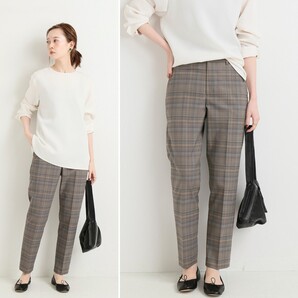 美品★IENA メランジスティックパンツ 定価15,400円 グレー 春 秋 冬 晩夏 オフィス 通勤 カジュアル チェック イエナ 通年 ベイクルーズ