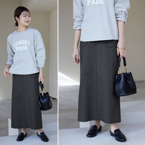 2024SS★美品★SLOBE IENA フレンチリネンコットンスカート 定価11,000円 ブラック 黒 春 夏 ロングスカート カジュアル スローブイエナ