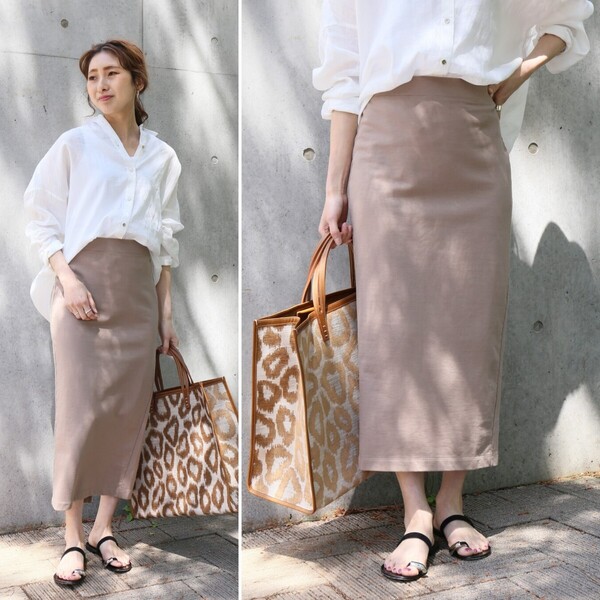 夏物★美品★Spick & Span ミニ裏毛タイトスカート 定価10,780円 ベージュ スピック&スパン カジュアル