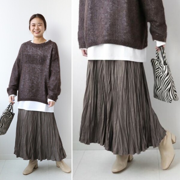 美品★JOURNAL STANDARD relume フェイクスエードワッシャープリーツスカート 定価9,350円 ブラウン ジャーナルスタンダード レリューム 秋