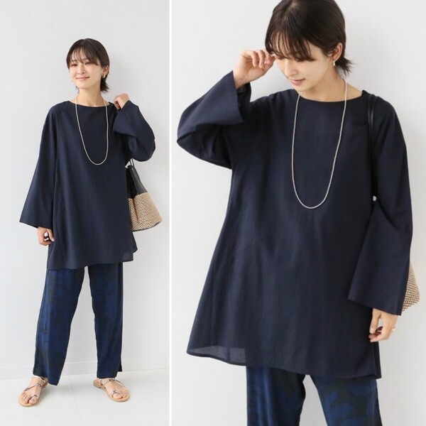 春夏物★美品★JOURNAL STANDARD relume ストラッププルブラウス 定価9,900円 ネイビー 紺 ジャーナルスタンダード レリューム